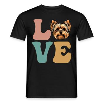 LOVE Yorkshire Terrier chien Yorkie - T-shirt homme - noir - Devant - AI Model Male 178 light (178cm)