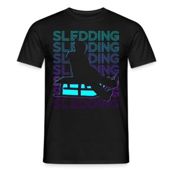 Sledding Mushing Sleigh Retro - Men's T-Shirt - black - Front - AI Model Male 178 light (178cm)