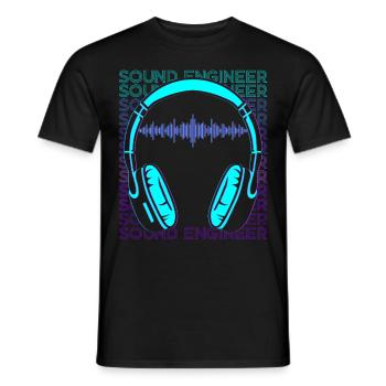 Ingénieur du son Ingénieur du son Audio Rétro - T-shirt homme - noir - Devant - AI Model Male 178 light (178cm)