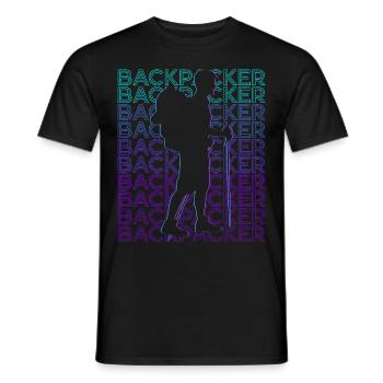 Backpacker Backpacking Wandern Camping Retro - Männer T-Shirt - Schwarz - Vorne - AI Model Male 178 light (178cm)