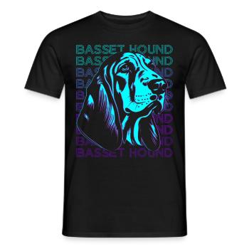 Basset Hound Chien Rétro - T-shirt homme - noir - Devant - AI Model Male 178 light (178cm)