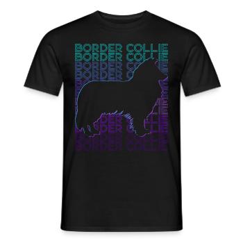 Border Collie Chien Rétro - T-shirt homme - noir - Devant - AI Model Male 178 light (178cm)