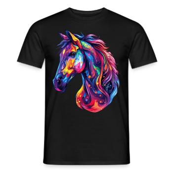 Ein psychedelischer Pferdekopf - Männer T-Shirt - Schwarz - Vorne - AI Model Male 178 light (178cm)