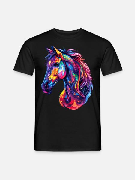 Ein psychedelischer Pferdekopf - Männer T-Shirt - Schwarz