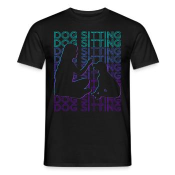 Dog Sitting Dog Walker Dog Sitter Retro - Men's T-Shirt - black - Front - AI Model Male 178 light (178cm)