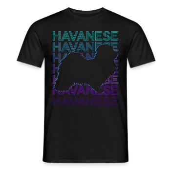 Chien bichon havanais rétro - T-shirt homme - noir - Devant - AI Model Male 178 light (178cm)