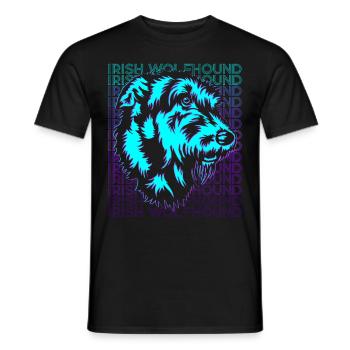 Irish Wolfhound Dog Retro - Men's T-Shirt - black - Front - AI Model Male 178 light (178cm)