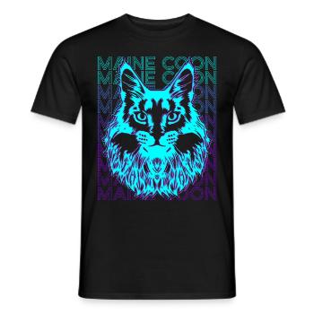 Maine Coon Chat Rétro - T-shirt homme - noir - Devant - AI Model Male 178 light (178cm)