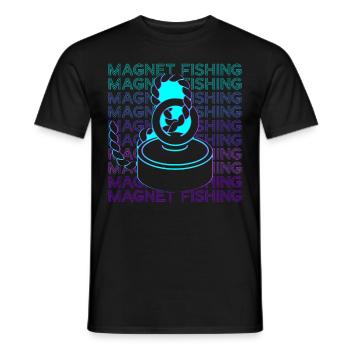 Magnet Fishing Magnet Fisherman Retro - Men's T-Shirt - black - Front - AI Model Male 178 light (178cm)