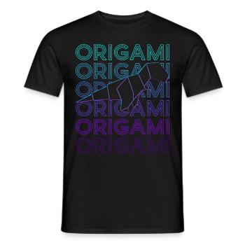 Grue en papier origami Culture japonaise rétro - T-shirt homme - noir - Devant - AI Model Male 178 light (178cm)