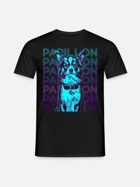 Papillon Dog Retro - Men's T-Shirt - black
