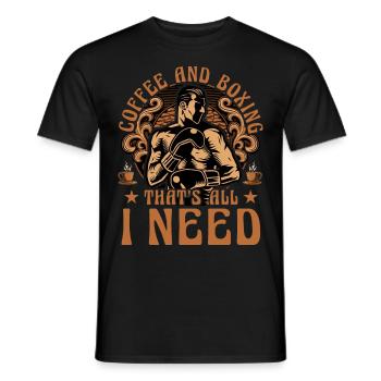 Kaffee und Boxen, das ist alles, was ich brauche - Männer T-Shirt - Schwarz - Vorne - AI Model Male 178 light (178cm)
