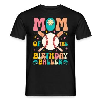 Mutter des Geburtstags Baller Groovy Baseball Base - Männer T-Shirt - Schwarz - Vorne - AI Model Male 178 light (178cm)