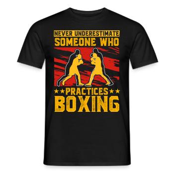 Ne sous-estimez jamais quelqu’un qui pratique la boxe - T-shirt homme - noir - Devant - AI Model Male 178 light (178cm)
