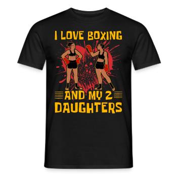Ich liebe Boxen und meine 2 Töchter - Männer T-Shirt - Schwarz - Vorne - AI Model Male 178 light (178cm)