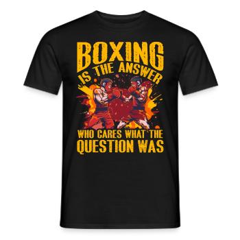Boxen ist die Antwort, wen interessiert die Frage - Männer T-Shirt - Schwarz - Vorne - AI Model Male 178 light (178cm)