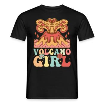 Volcano Girl Lava Geologist - Men's T-Shirt - black - Front - AI Model Male 178 light (178cm)
