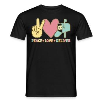 Frieden Liebe Liefern Postdienst Postangestellter - Männer T-Shirt - Schwarz - Vorne - AI Model Male 178 light (178cm)