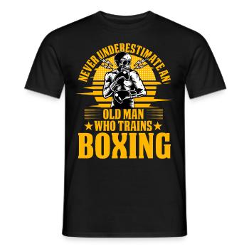 Unterschätzen Sie niemals einen alten Mann, der Boxen trainiert - Männer T-Shirt - Schwarz - Vorne - AI Model Male 178 light (178cm)