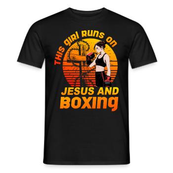 This Girl läuft auf Jesus und Boxen - Männer T-Shirt - Schwarz - Vorne - AI Model Male 178 light (178cm)