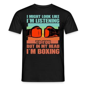 Ich sehe vielleicht so aus, als würde ich zuhören, aber in meinem Kopf - Männer T-Shirt - Schwarz - Vorne - AI Model Male 178 light (178cm)