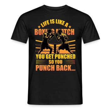 Das Leben ist wie ein Boxkampf, du wirst geschlagen, also - Männer T-Shirt - Schwarz - Vorne - AI Model Male 178 light (178cm)