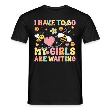 L’apiculteur l’apiculture doit disparaître Mes filles attendent - T-shirt homme - noir - Devant - AI Model Male 178 light (178cm)
