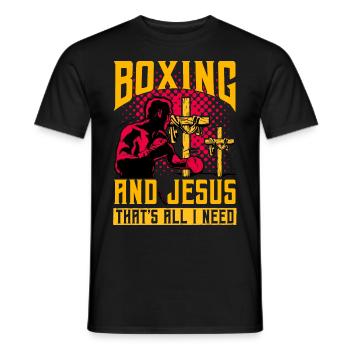 Boxen und Jesus, das ist alles, was ich brauche - Männer T-Shirt - Schwarz - Vorne - AI Model Male 178 light (178cm)
