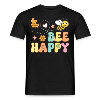 Bee Happy Beekeeper Beekeeping - Men's T-Shirt - black - Front - AI Model Male 178 light (178cm)