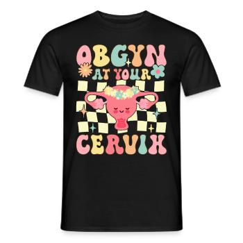 OBGYN Cervix Funny Gynecologist Gynecologist - Men's T-Shirt - black - Front - AI Model Male 178 light (178cm)