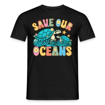 Rettet unsere Ozeane Klimawandel Ozean Tag der Erd - Männer T-Shirt - Schwarz - Vorne - AI Model Male 178 light (178cm)