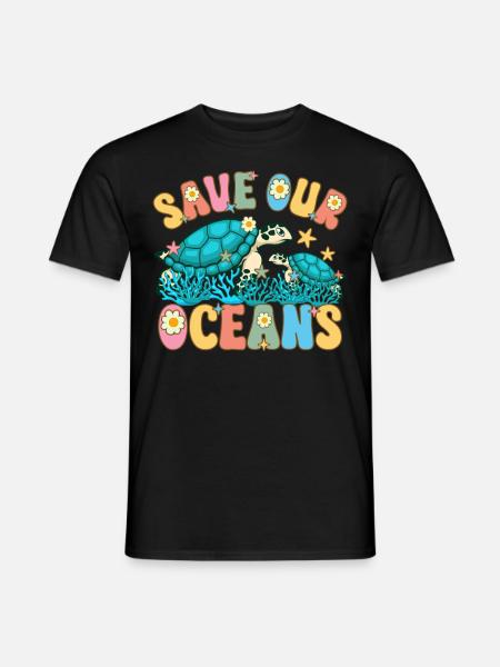 Rettet unsere Ozeane Klimawandel Ozean Tag der Erd - Männer T-Shirt - Schwarz