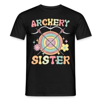 Archery Sister Groovy Archery Girl - Men's T-Shirt - black - Front - AI Model Male 178 light (178cm)