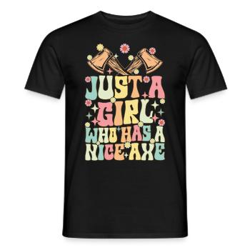 Frauen, die eine schöne Axt haben Groovy Axt Werfe - Männer T-Shirt - Schwarz - Vorne - AI Model Male 178 light (178cm)