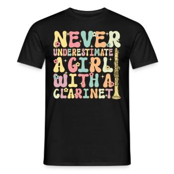 Une fille avec une clarinette Groovy Clarinetis - T-shirt homme - noir - Devant - AI Model Male 178 light (178cm)