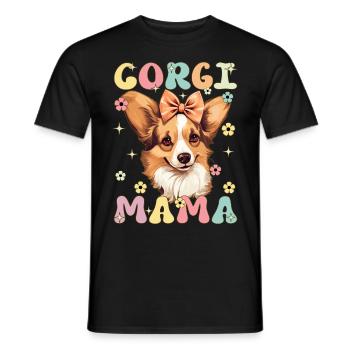 Corgi Mama Groovy Dog Mom - Männer T-Shirt - Schwarz - Vorne - AI Model Male 178 light (178cm)