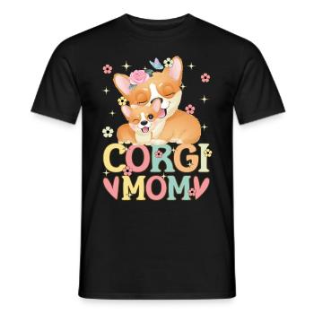 Corgi Maman Groovy Chien Maman - T-shirt homme - noir - Devant - AI Model Male 178 light (178cm)