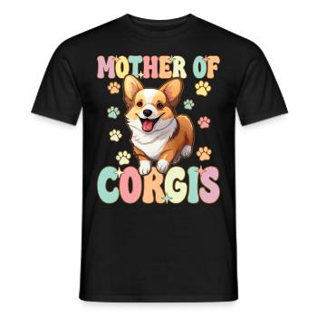 Mutter von Corgis Groovy Dog Mom - Männer T-Shirt - Schwarz - Vorne - AI Model Male 178 light (178cm)