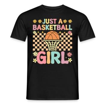 Just A Basketball Girl Groovy Female Player - Men's T-Shirt - black - Front - AI Model Male 178 light (178cm)