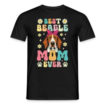 Meilleure maman beagle de tous les temps Groovy Dog Mom - T-shirt homme - noir - Devant - AI Model Male 178 light (178cm)