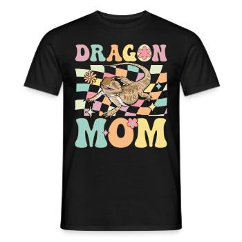 Dragon Mom Groovy Bearded Dragon Lizard Lover - Men's T-Shirt - black - Front - AI Model Male 178 light (178cm)