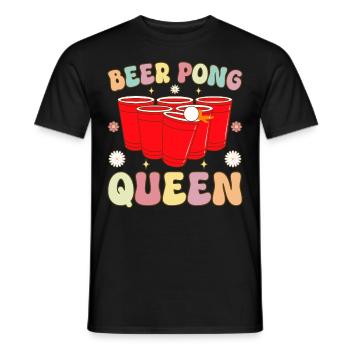 Beer Pong Queen Groovy Beer Pong Girl Player Drink - T-shirt homme - noir - Devant - AI Model Male 178 light (178cm)