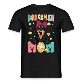 Dobermann Mama Groovy Dog Mom - Männer T-Shirt - Schwarz - Vorne - AI Model Male 178 light (178cm)