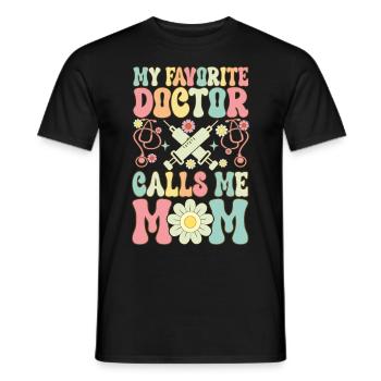 My Favorite Doctor Calls Me Mama Groovy Medicines - Men's T-Shirt - black - Front - AI Model Male 178 light (178cm)