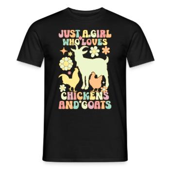Groovy Farmer Just A Girl Who Loves Chickens And G - Men's T-Shirt - black - Front - AI Model Male 178 light (178cm)