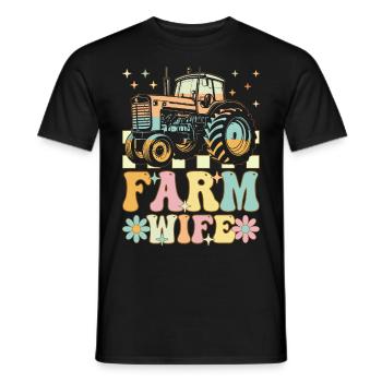 Farmer's Wife Groovy Farmer Farmer Rancher - Men's T-Shirt - black - Front - AI Model Male 178 light (178cm)