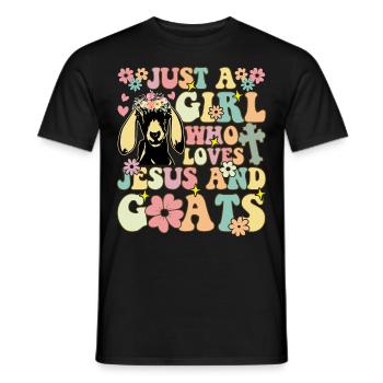 Groovy Farmer Farming Just A Girl Who Loves Jesus - Men's T-Shirt - black - Front - AI Model Male 178 light (178cm)