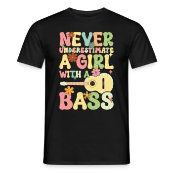 Ne sous-estimez jamais une fille avec un gr basse - T-shirt homme - noir - Devant - AI Model Male 178 light (178cm)