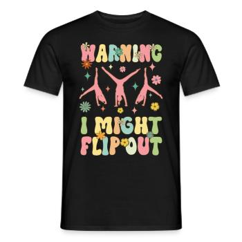 Warning, I Might Freak Out Groovy Gymnast Door - Men's T-Shirt - black - Front - AI Model Male 178 light (178cm)