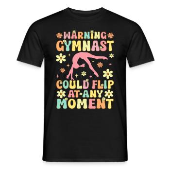 Warnung Turnerin könnte jeden Moment umkippen Groo - Männer T-Shirt - Schwarz - Vorne - AI Model Male 178 light (178cm)
